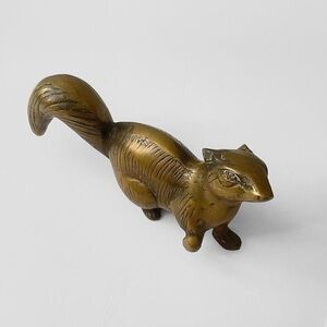 Vintage Brass Squirrel Animal Figurine Rustic Fall Home Decor Statue